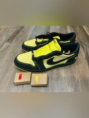 New Nike Jordan 1 Retro Low OG Quai 54 Black Tour Yellow IB8836-007 Men's Sz 18